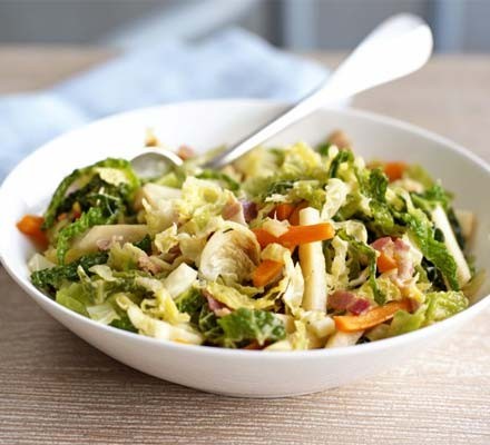 Cabbage with bacon & roots recipe 