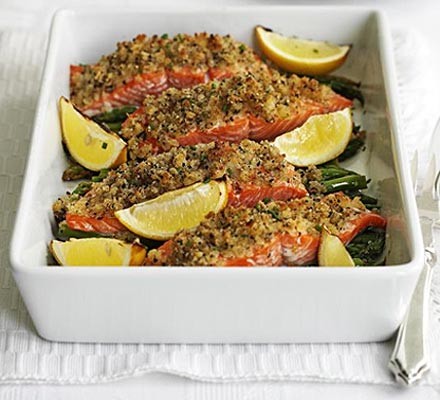 Pepper & lemon crusted salmon with asparagus recipe 