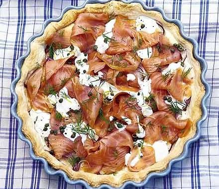 Smoked salmon, dill & onion tart recipe