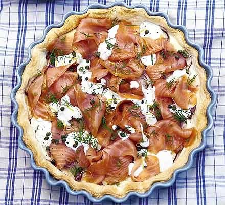 Smoked salmon, dill & onion tart recipe 
