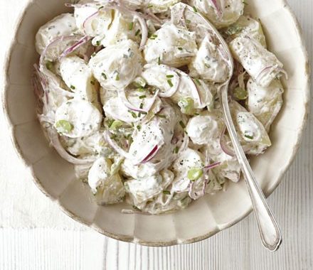 Creamy potato salad with broad beans recipe
