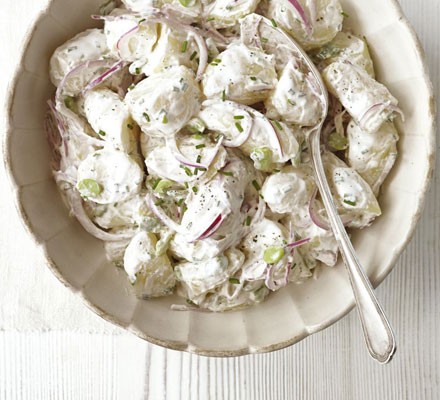 Creamy potato salad with broad beans recipe 