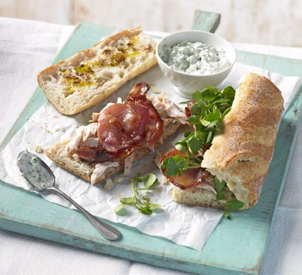 Chicken, bacon & watercress baguettes recipe 