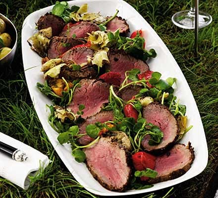 Mustard crusted fillet of beef with deli salad recipe 
