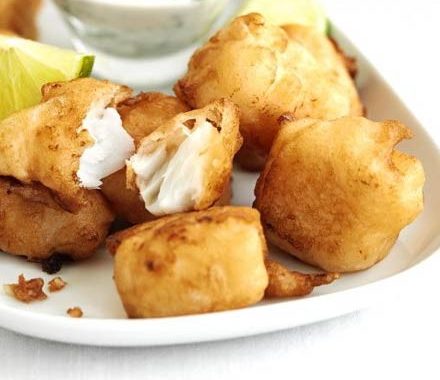 Beer-battered pollock bites recipe