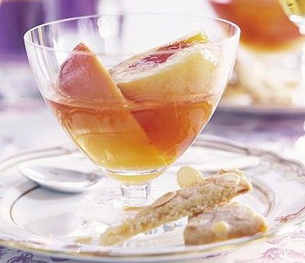 Fresh peaches with lemon balm & bay syrup recipe