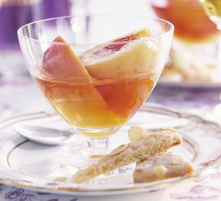 Fresh peaches with lemon balm & bay syrup recipe 