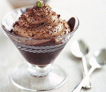 Chocolate & pistachio mousses recipe