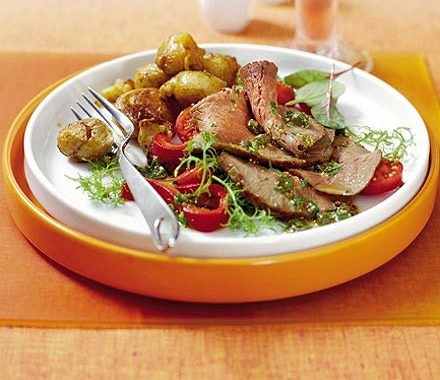 Beef salad with caper & parsley dressing recipe