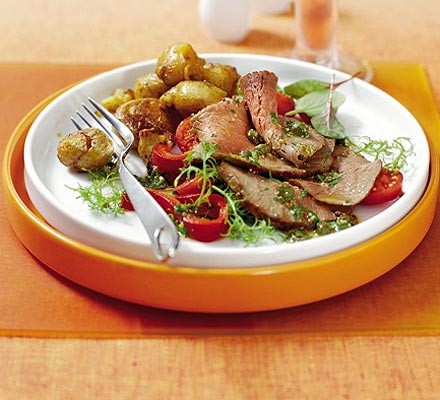 Beef salad with caper & parsley dressing recipe 
