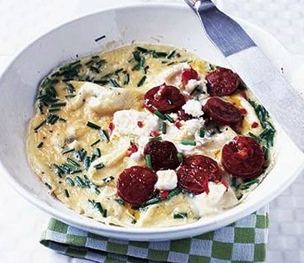 Goat's cheese & chorizo omelette recipe