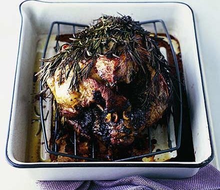 Roast leg of lamb wrapped in rosemary recipe