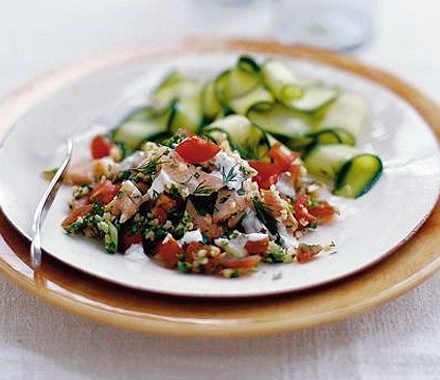 Smoked trout & bulgur wheat salad recipe
