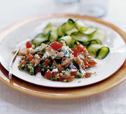 Smoked trout & bulgur wheat salad recipe 