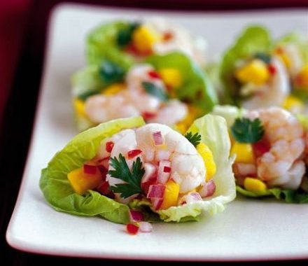 Little Gem cups with prawn & mango salsa recipe