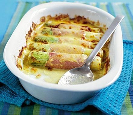 Cheesy leeks & ham  recipe