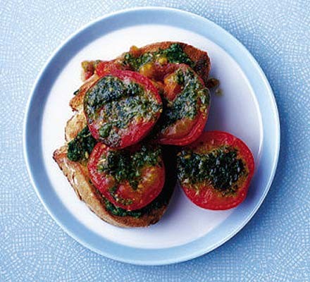 Grilled pesto tomatoes on toast recipe 