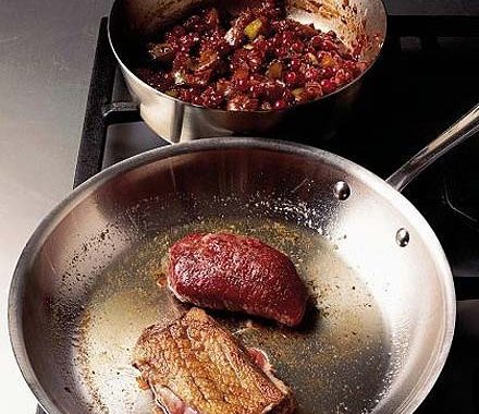 Duck breasts with redcurrant & onion relish recipe