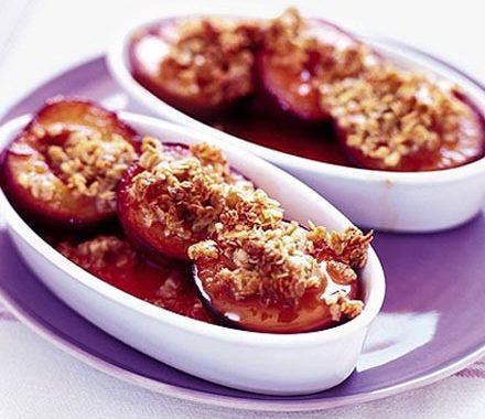 Flapjack baked plums recipe