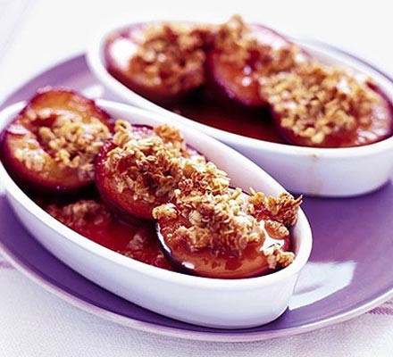 Flapjack baked plums recipe 
