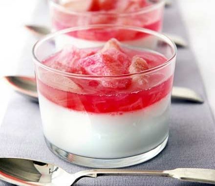 Coconut creams with poached rhubarb recipe