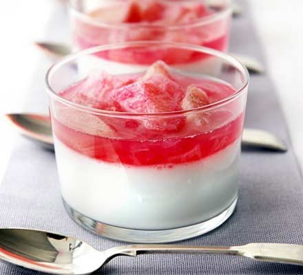 Coconut creams with poached rhubarb recipe 