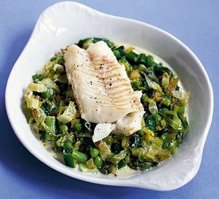 Fish with peas & lettuce recipe 