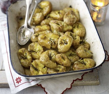 Squashed baby potatoes with rosemary recipe
