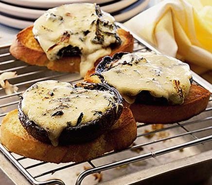 Mushroom melts with spinach salad recipe