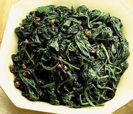 Spinach with brown butter & capers recipe