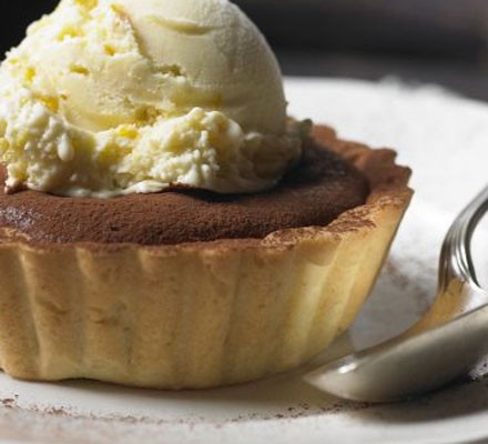 Warm choc-orange tarts with orange ice cream recipe 