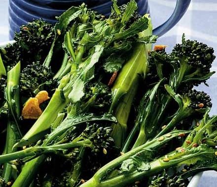 Purple sprouting broccoli with garlic & sesame recipe
