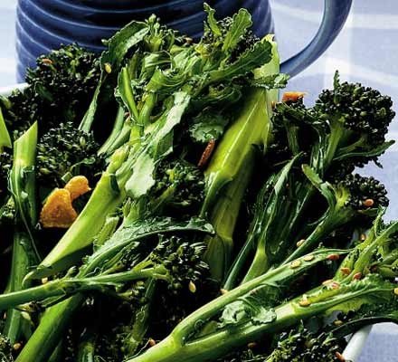 Purple sprouting broccoli with garlic & sesame recipe 