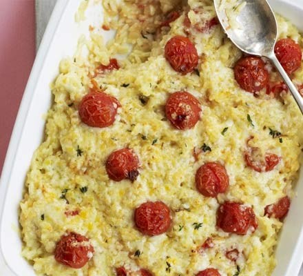 Roasted tomato & cheddar rice with garden salad recipe 