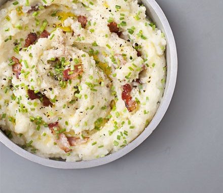 Cheese & chive mash with bacon recipe