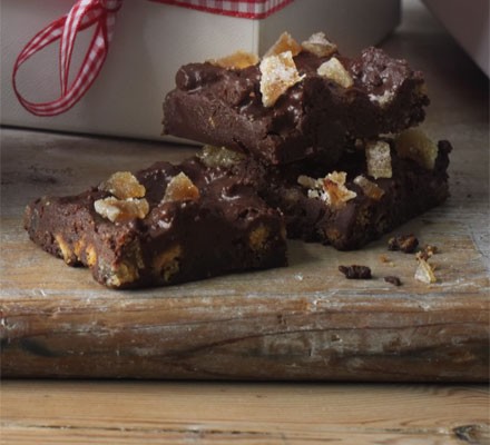 Chocolate & ginger refrigerator squares recipe 