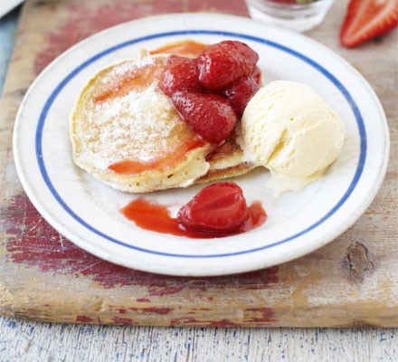 Strawberry compote with sugared drop scones recipe 