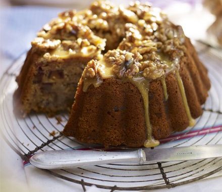 Banana date cake with walnut & honey glaze recipe