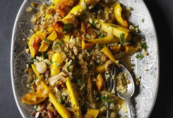 Roast parsnip, quince & caramelised onion salad with preserved lemon recipe