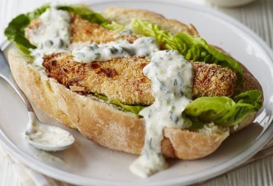 Salmon fish finger sandwich recipe