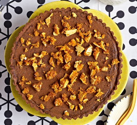 Salted honey fudge & chocolate tart recipe 