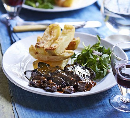 Stout-braised steak with stacked chips recipe 