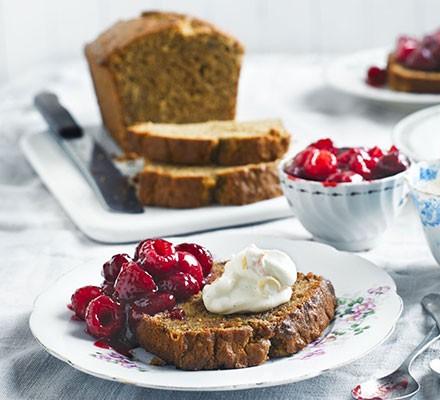 Toasted banana bread with vanilla ricotta & raspberries recipe 
