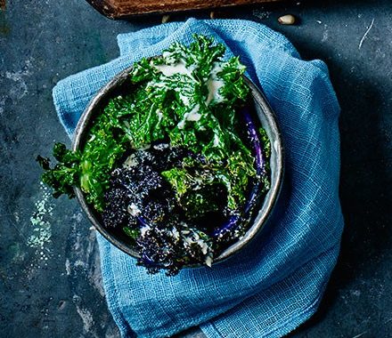 Kale with lemon tahini dressing recipe