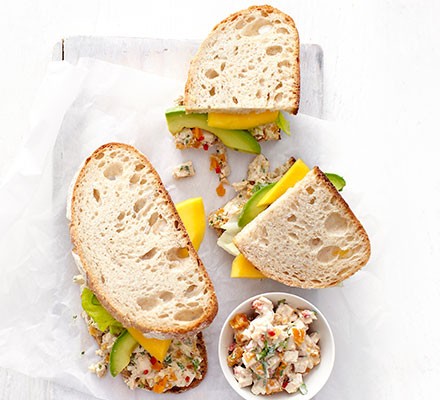 Lighter Coronation chicken & avocado sandwich recipe 