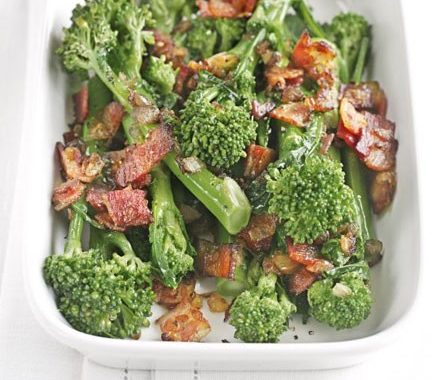 Long-stem broccoli with sautéed onions & bacon recipe