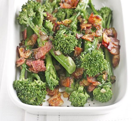 Long-stem broccoli with sautéed onions & bacon recipe 