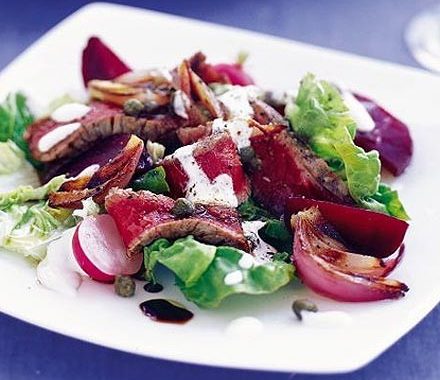 Beef & beetroot salad platter recipe