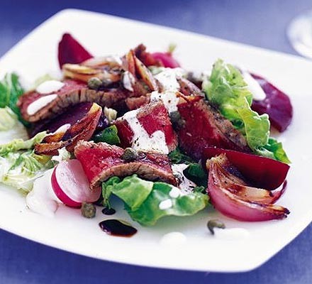 Beef & beetroot salad platter recipe 