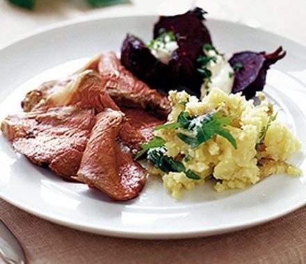 Salt crust sirloin with roasted beetroot & horseradish cream recipe